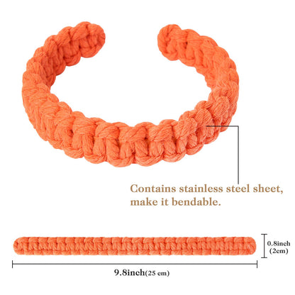 NICEEC 4 Pack Natural Cotton Rope Curtain Tiebacks Farmhouse Rustic Style Decorative Drape Tie Backs Handmade Braided Curtain Holdbacks for Home & Office Sheer/Light Weight Drapery (C-Orange-S)
