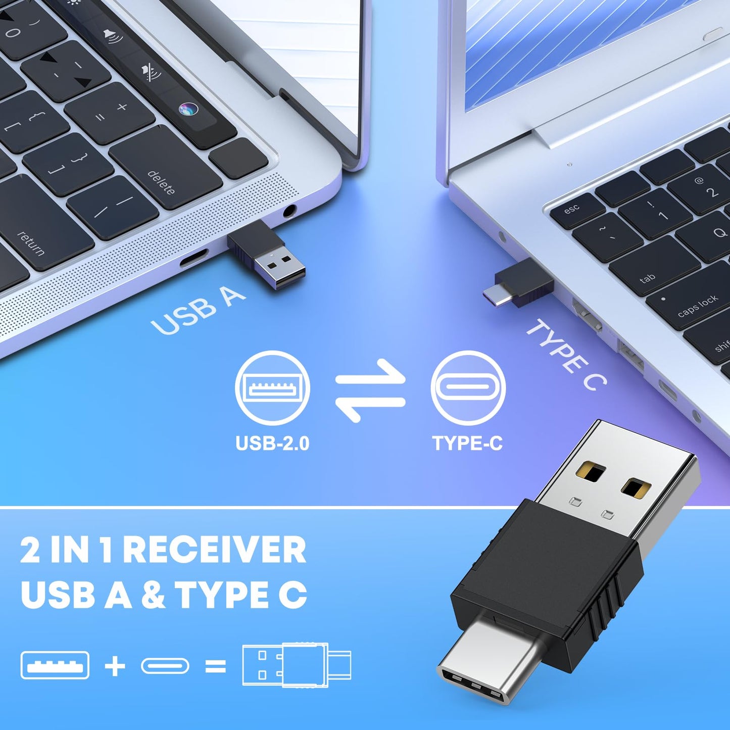 2 in 1 Type C USB Presentation Clicker Red Light, Wireless Presenter Remote PPT Clicker for Computer Presentations, Slide Advancer for Mac Laptop
