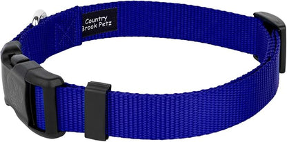 Country Brook Petz - Everyday Nylon Dog Collar and Leash - 10+ Cool Colors (3/4 Inch, Medium, Bright Royal Blue)