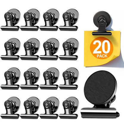 WUDIME 20 Pack Magnetic Clips, Fridge Magnets Refrigerator Magnets, Black Magnet Clips for Whiteboard, Clip Magnets for Photo Displays, Home, Office, Classroom