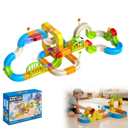Electric Train Set for Kids Ages 3-8, 208Pcs 3D Flexible Race Track Toy, Gravity-Defying 360° Loop Building Set, STEM DIY Railroad Learning Toy Gift for Toddlers Boys Girls