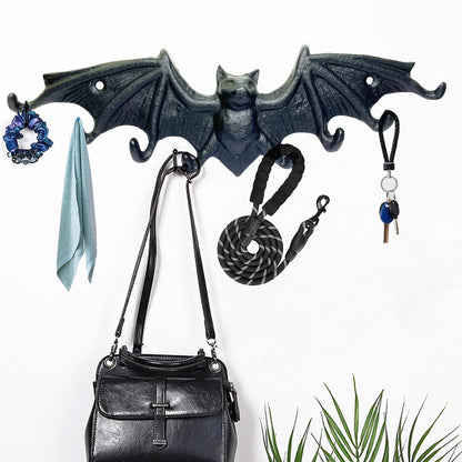 Bat Key Hooks Gothic Bat Key Rack Wall Mount Casting Iron Rustic Decorative Hooks for Keys Bag Purse Towel Umbrella Dog Leash Hooks