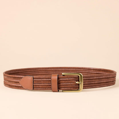 Amazon Essentials Men's Tubular Stretch Weave Belt, Tan, 36