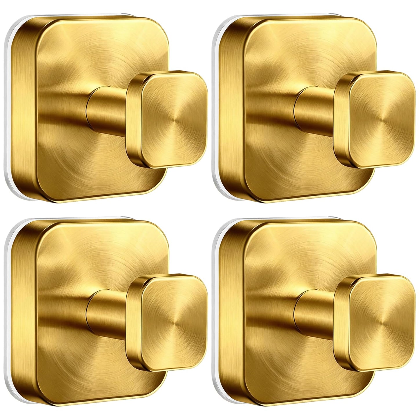 AbluFirst Suction Cup Hooks for Shower,No-Drill Removable Duty Shower Suction Cup Wreath Hooks for Bathroom Wall, Glass, Windows,Mirrors Kitchen to Hang Towels,Robes,Coat, Loofah-Gold(4 Pack)
