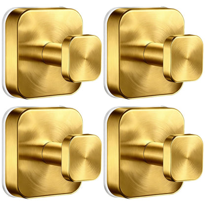 AbluFirst Suction Cup Hooks for Shower,No-Drill Removable Duty Shower Suction Cup Wreath Hooks for Bathroom Wall, Glass, Windows,Mirrors Kitchen to Hang Towels,Robes,Coat, Loofah-Gold(4 Pack)