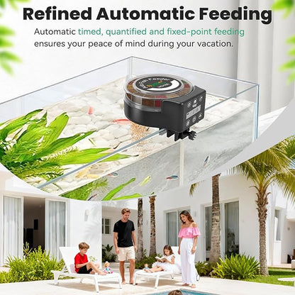 hygger Automatic Fish Feeder for Aquarium: Auto Fish Food Dispenser with LED Display & Timer, Precision Auto Aquarium Vacation Feeder for Fishes with 3 AA Batteries for Betta Turtle Goldfish