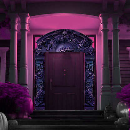 HunnmingRe 3 Pcs Halloween Cemetery Archway Halloween Cemetery Banners Gothic Outdoor Banners Sign Banner Decorations for Outdoor Party Supplies (Scary Purple)