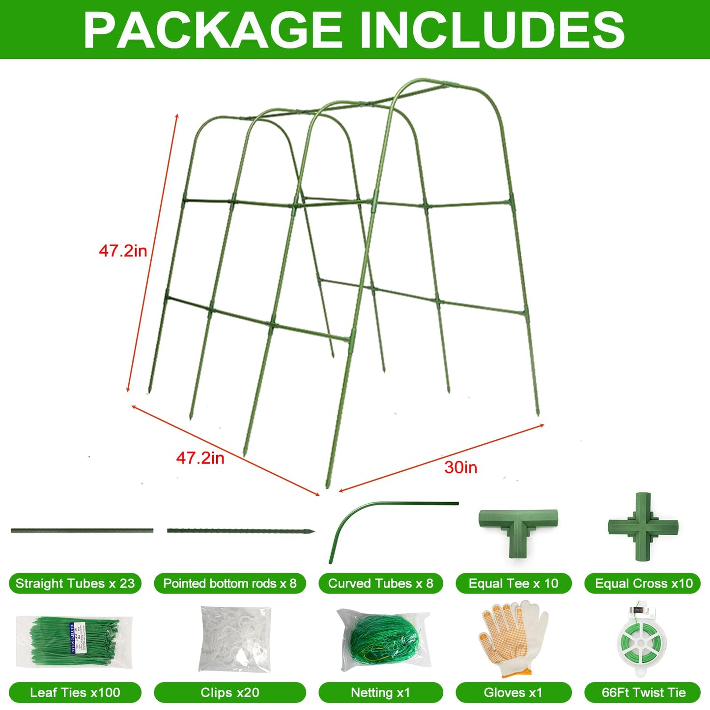 TIUIRE Metal Cucumber Trellis for Raised Beds & Gardens - 47.2" Lx30 W x47.2 H Sturdy Arch Trellis for Climbing Plants, Tomatoes, Peas & & Beans | Outdoor Vegetable Support for Vines