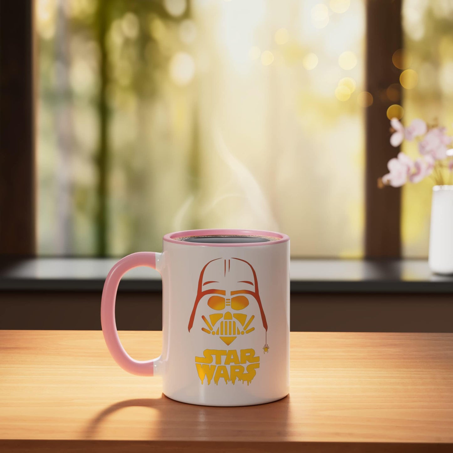 Star Wars Darth Vader Halloween Jack-O-Lantern Ceramic Mug, Pink/White