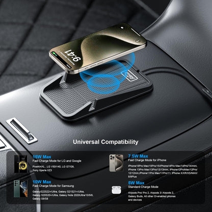 Wireless car Charger Charging pad,POLMXS No-Slip Wireless Phone Charger for car Cell Phone Cordless Charging mat Compatible with iPhone 16/15/14/13/12 Galaxy S23 S22 S21 Note10(C17)