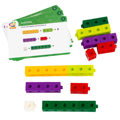 Kids First Math: 100 Linking Cubes Mathematics Kit w/Activity Cards | Develop Skills in Counting, Sorting, Sequencing, Graphing, Measuring | Visual Hands-on | at-Home | Classroom Learning Ages 3+