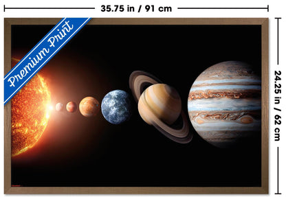 Science - Solar System Planets 26 Wall Poster, 34L" x 22.4W", Bronze Framed Version