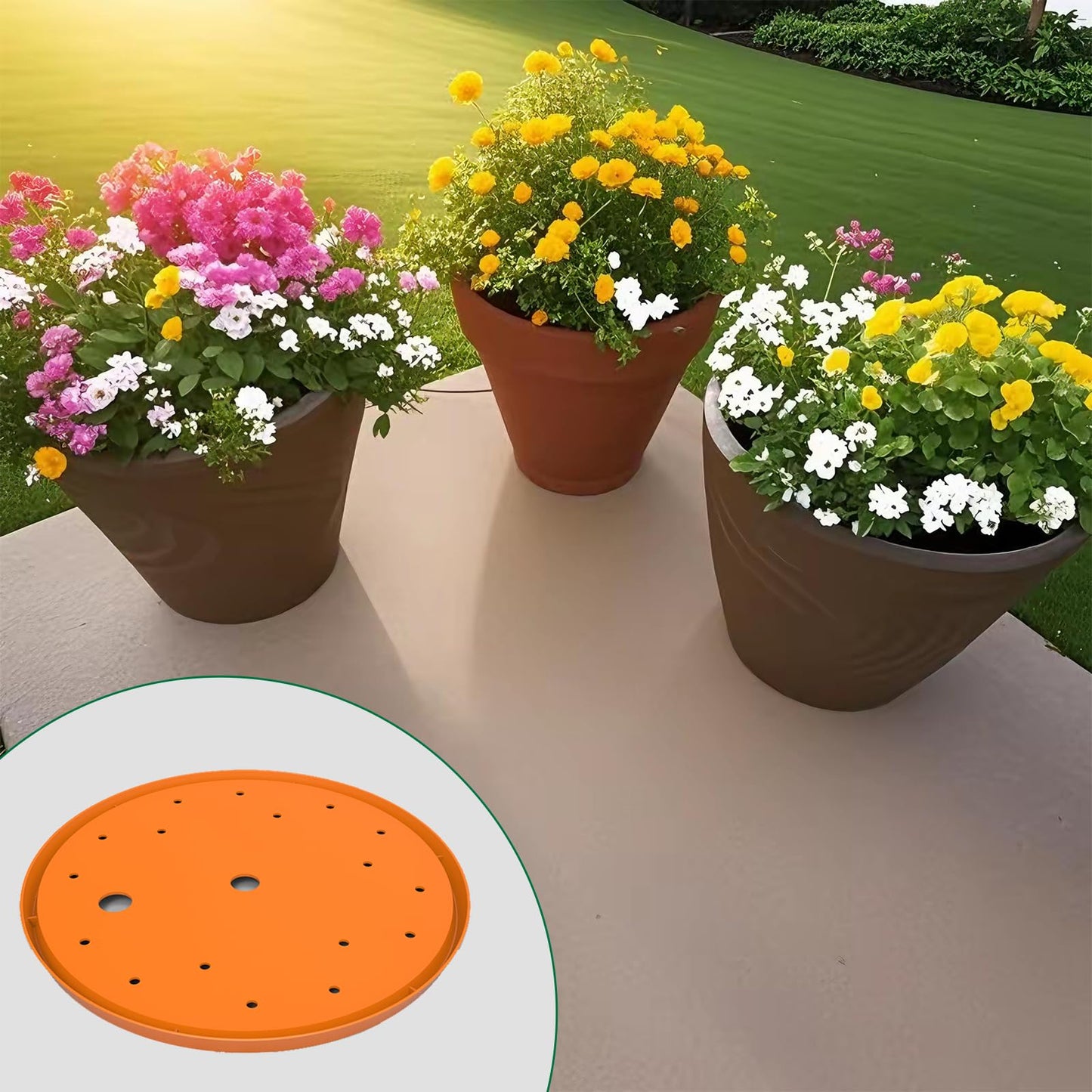 Furniok 2-Pack Round Planter Insert - Plant Pot Insert with Drainage Holes, Use Less Potting Soil, Planter Accessories for Indoor & Outdoor Use (13 inch)