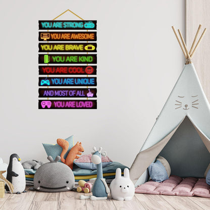 Rutiyoka Game Room Decor for Boys Bedroom - Boy Wall Decor Gaming Art for Kids Room - Wood Gamer Wall Decorations