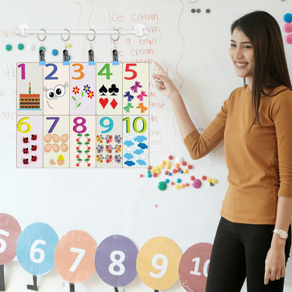 Briwooody 2 Set 16-27 Inches Adjustable Magnetic Calendar Holder Set for Wall Anchor Chart Dates Cards Holder Calendar Bulletin Board for Classroom Whiteboard Home Decoration Supplies