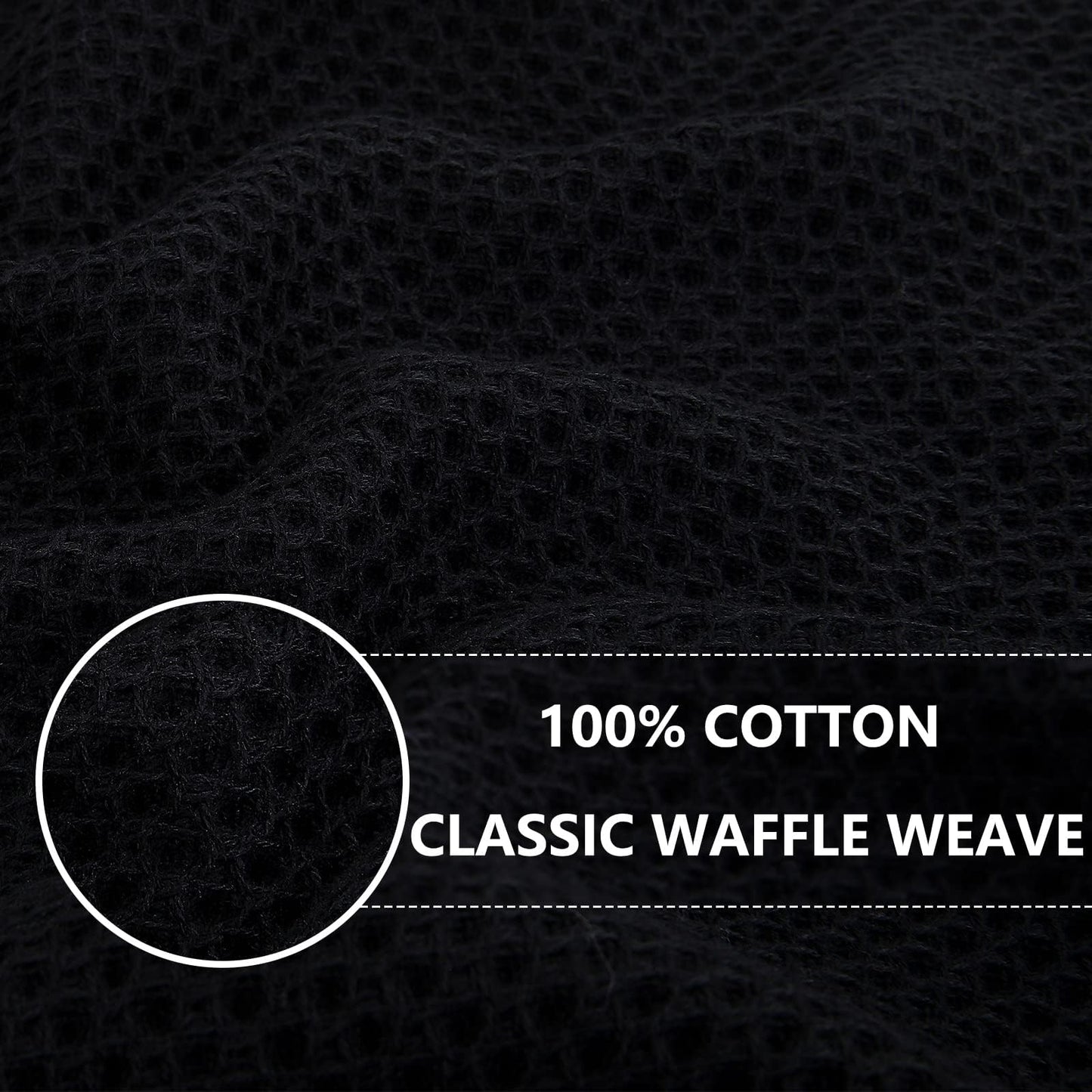 Homaxy 100% Cotton Waffle Weave Kitchen Towels, 3-Pack Ultra Soft Absorbent Dish Towels, Quick Drying Cleaning Towels, 13 x 28 Inches, Black