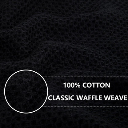 Homaxy 100% Cotton Waffle Weave Kitchen Towels, 3-Pack Ultra Soft Absorbent Dish Towels, Quick Drying Cleaning Towels, 13 x 28 Inches, Black