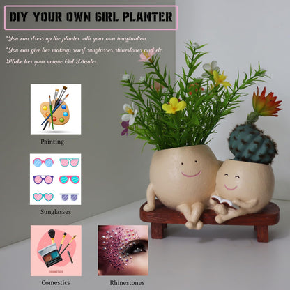 Dolkgy Face Pots for Plants, Cute Head Planter Flower Pots for Indoor Outdoor Plants, Modern Lady Head Vase Girl Face Planter, Unique Plant Pots, Macetas