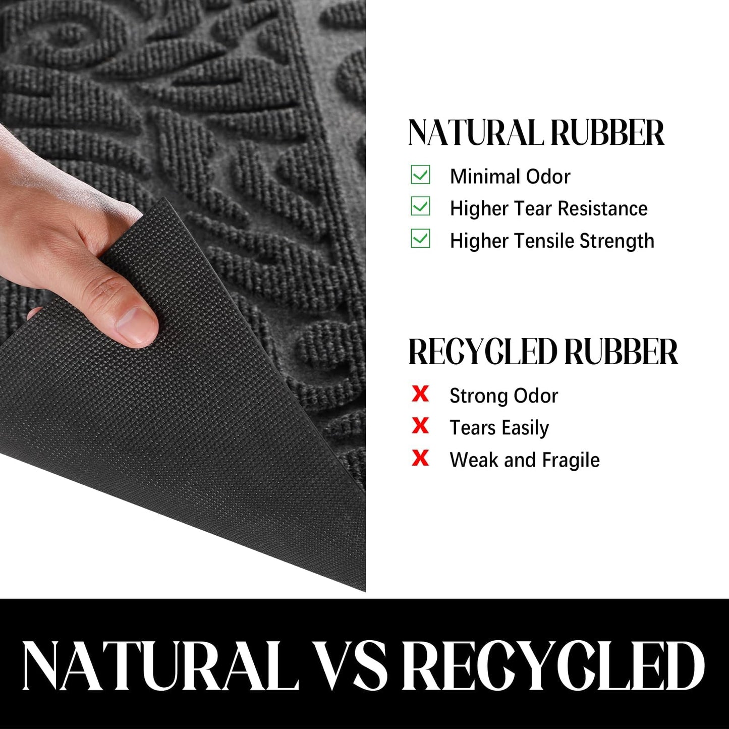 Yimobra Welcome Mat Outdoor 29.5x17, Waterproof Non-Slip Outdoor Mats for Front Door Outside Entrance, Low-Profile Entryway Mat Indoor for Garage Patio, Grey