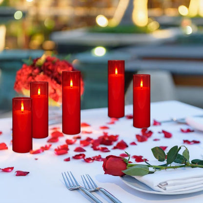 Grcdoyvl 24-Pack Red Flameless LED Candles - Remote Control & Timer, Realistic Flickering for Chinese New Year Decor, Valentine's Day, Romantic Home Ambiance, Fireplace Mantel & Festive Centerpieces