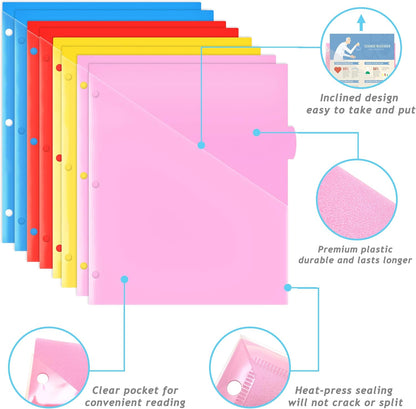 WOT I Durable 8-Tab Binder Dividers with Clear Pocket - 1 Set, Reusable Plastic Dividers for 3 Ring Binder, 4 Vibrant Colors