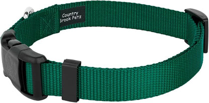 Country Brook Petz - Everyday Nylon Dog Collar and Leash - 10+ Cool Colors (3/4 Inch, Medium, Green)