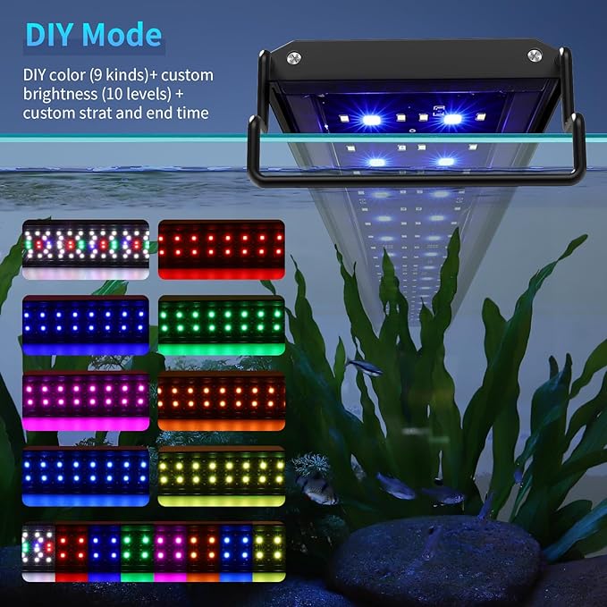 hygger Aquarium Light, 20W Full Spectrum Fish Tank LED Light, 24/7 Remote Control Adjustable Timer, Brightness and Color, Extendable Bracket, Power-Off Memory Plant Growth Lamp, Fits 12-18 Inch Tank