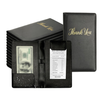 PATIKIL Restaurant Check Presenters, 20Pcs Guest Check Bill Holder with Magnetic Clip PU Leather Check Presenters for Restaurants Waitress Servers Bars, Black