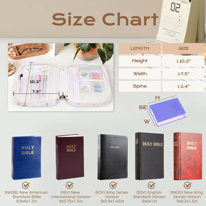 XKDOUS Bible Cover Case for Women Large Bible Bag w/Handle, Tabs, Pens, Study Supplies Organizer Journaling Kit Quilted Book Carrying Case Christian Gifts for Mom, Lady, Friends