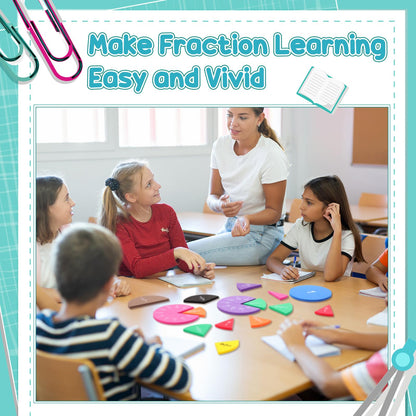 Sayglossy 10 Sets Fraction Set for Math Classroom Fractions Manipulatives Math Manipulatives for Home School Supplies (Circles)