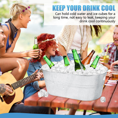 OBTANIM 4 Pack 4 Gallon Galvanized Ice Buckets Metal Champagne Drink Cooler Storage Ice Tub with Handles for Beer Cocktails Wine Beverage Home Parties Bar Cooling Supplies