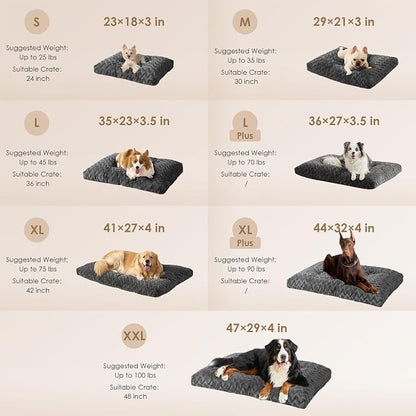 EHEYCIGA Washable Small Dog Bed for Crate 23x18 Inch, Kennel Pad for Puppy Up to 25 lbs, Plush and Comfy Pet Sleeping Mat, Charcoal