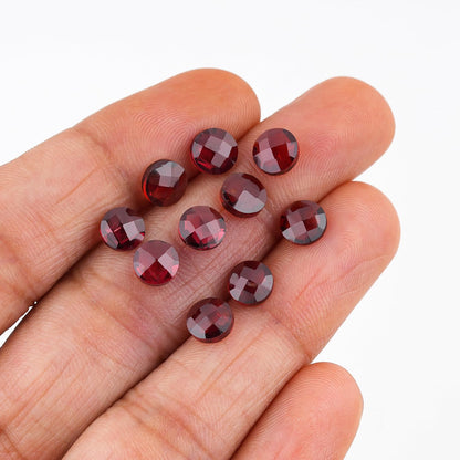CRYSTALINES 10pcs, Natural Garnet Gemstone Crystals Cutstones, Bulk Brilliant-Cut Round Stone for Jewelry Making, DIY Crafting, Wholesale Loose Supplies, Gem Collection, Giftgiving, 6mm
