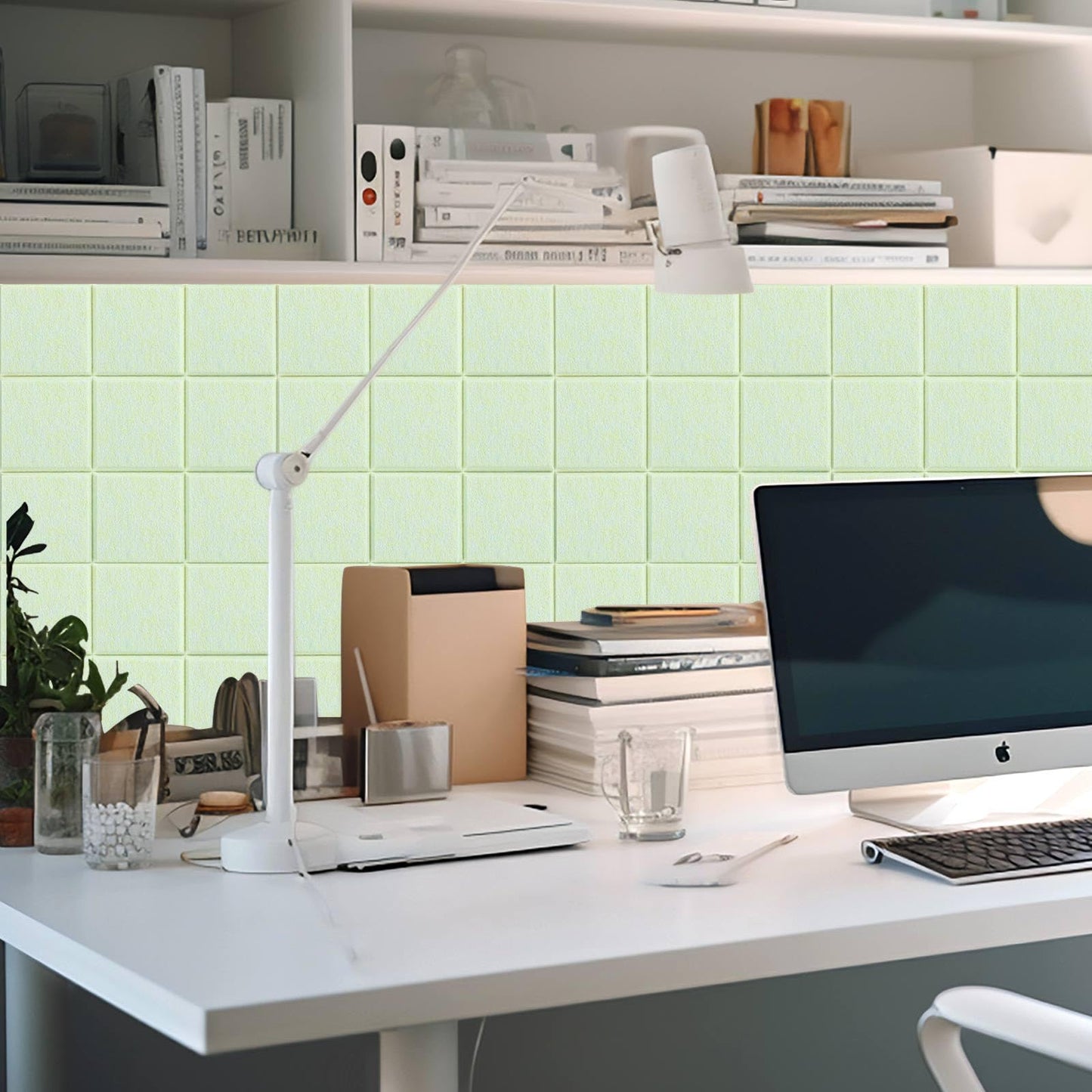 Honoson 12 Pack 48 x 36 Inches Large Cork Board Felt Wall Tiles with Safe Adhesive Large Decorative Vision Wall Board for Walls Home Office(Sage Green)