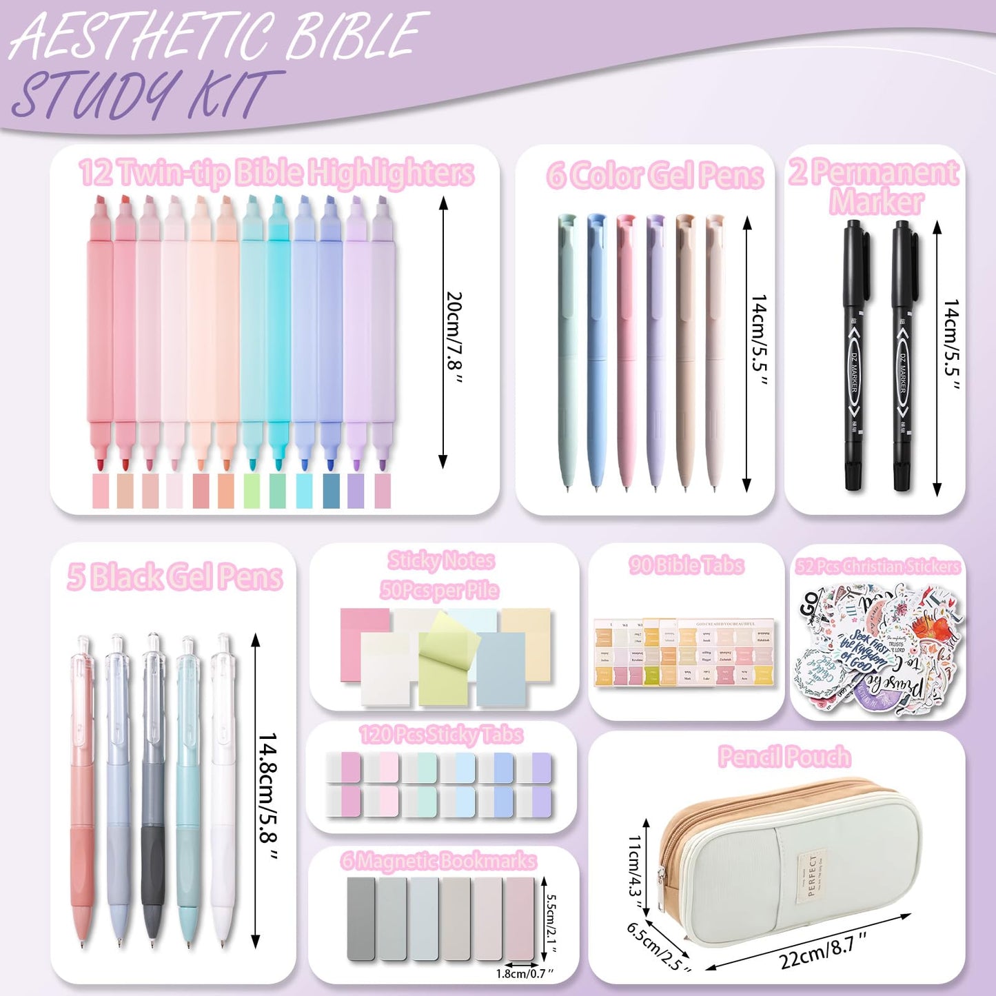 XKDOUS 58 Pcs Bible Study Supplies Journaling Kit for Women, Bible Study Kit Includes Highlighters, Pens, Tabs, Stickers & More for Journaling. Great for Note-Taking, Enhancing Scripture Study