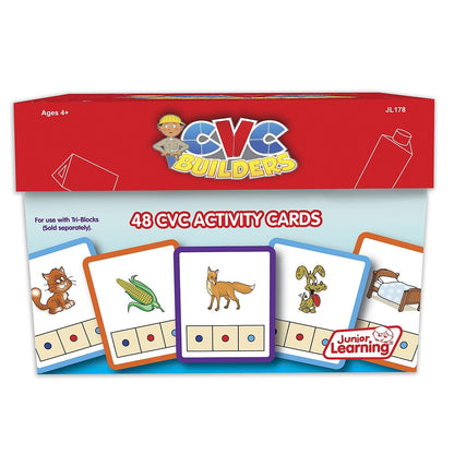Junior Learning: CVC Word Builders, 48 CVC Activity Cards, Phonemic Awareness, Helps Children to Recognize and Understand Basic Sounds in Words, Self Checking Feature, For Ages 4 and up