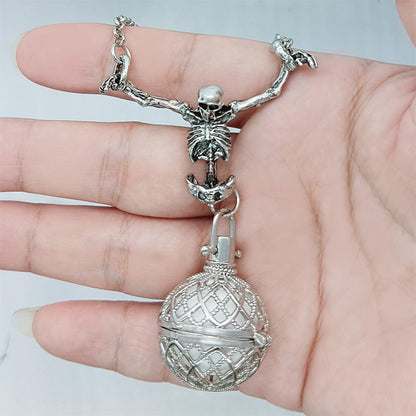 TECHPLUS Skeleton Car Rear View Mirror Hanging Charm - Aromatherapy Pendant Car Accessories,Skull Ornament Essential Oil Diffuser, for Halloween&Daily Use