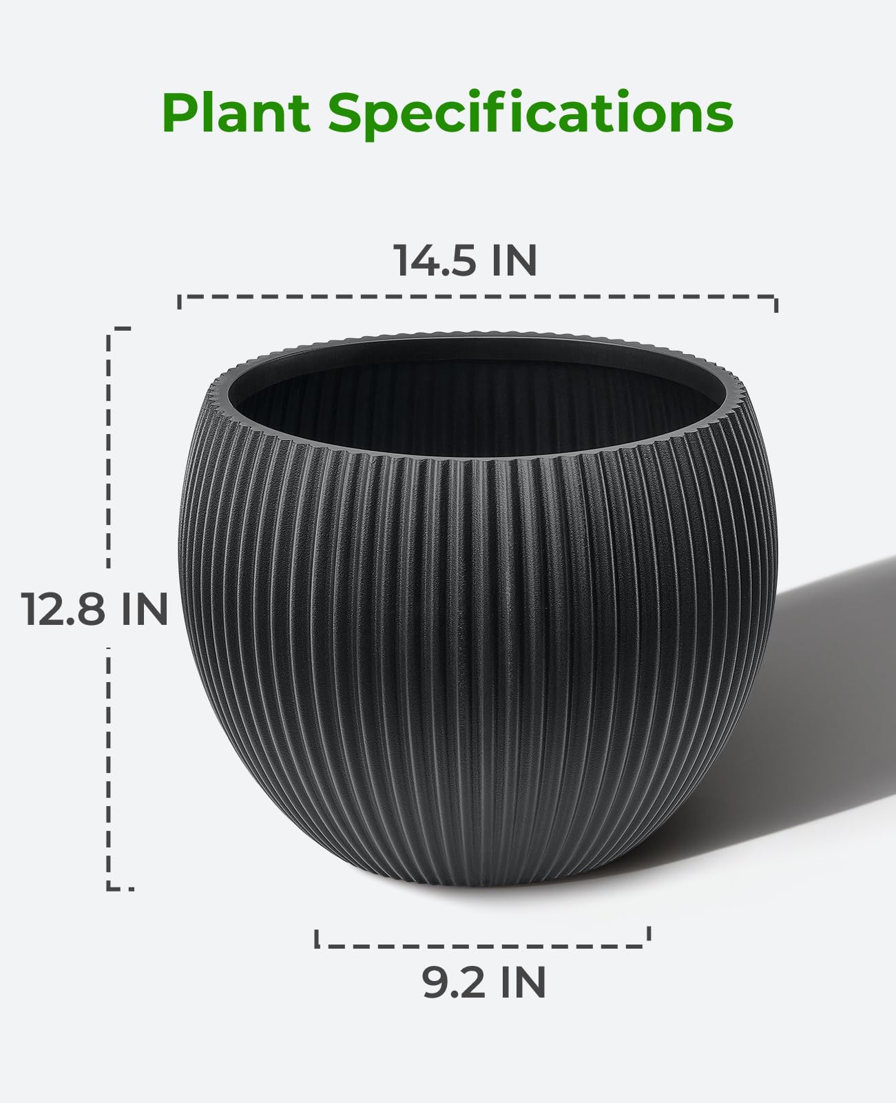 homenote Flower Pots 14.5 Inch,Large Plant Pots Indoor with Drainage,Plastic Pots for Plants,Garden Pots for Outdoor,Large Planters for Indoor Plants,Big Plastic Planter,Black