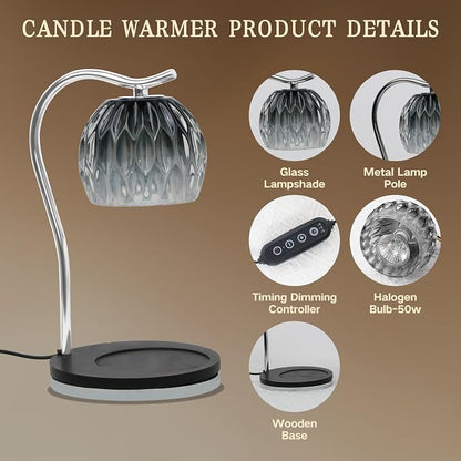 GEEZO Fragrance Candle Warmer Lamp，Electric Candle Warmer with Timer & Dimmer，Mom Christmas Birthday Gifts for Women, House Warming Gifts New Home Bedroom Decor