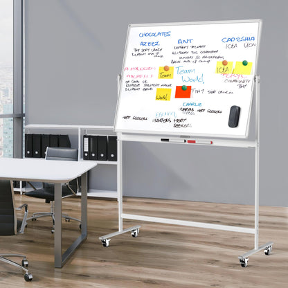 Rolling Whiteboard/w Height Adjustable, Mifuro 24 X 36 Large Portable Dry Erase Board with Stand and Wheels for Office,Classroom &School, White