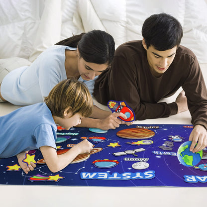OKOOKO Solar System Felt Story Board Set 41PCS 43x29inch Outer Space Universe Storytelling with Hooks Astronaut Planets Galaxy Preschool Craft Early Learning Interactive Play Kit for Toddlers Kids 4+