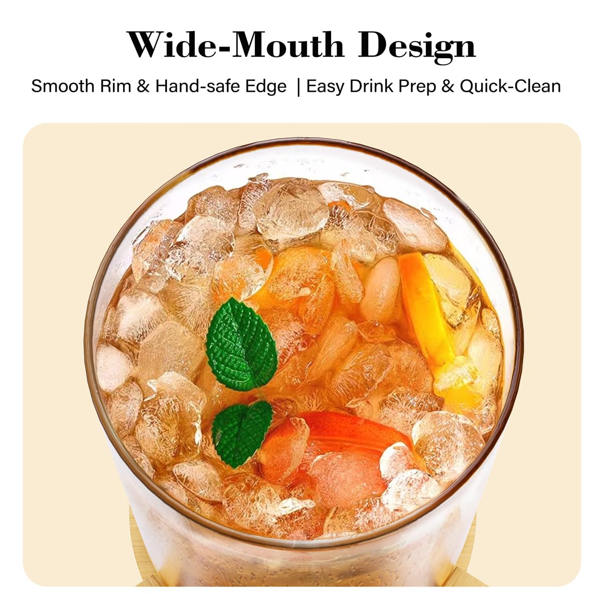 VOVUVK 1 Gallon Glass Drink Dispenser For Parties, Beverage Dispenser With Bamboo Wood Stand And Stainless Steel Spigot, Countertop Water Dispenser, Lemonade Dispenser For Wedding, Picnic (1PACK)
