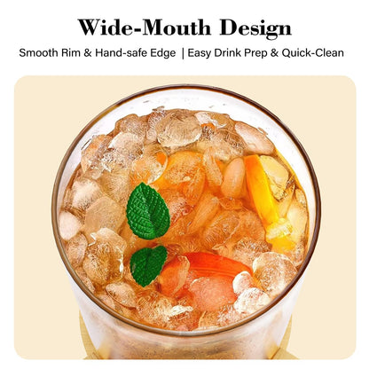 VOVUVK 1 Gallon Glass Drink Dispenser For Parties, Beverage Dispenser With Bamboo Wood Stand And Stainless Steel Spigot, Countertop Water Dispenser, Lemonade Dispenser For Wedding, Picnic (1PACK)