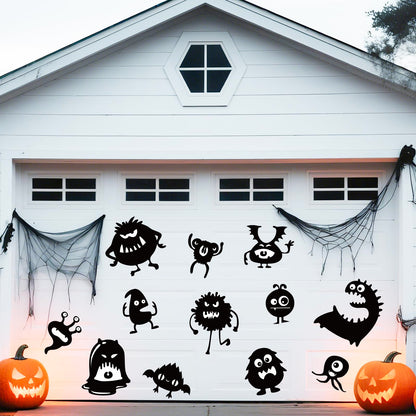 JarThenaAMCS 12 Pcs Halloween Garage Magnets Decoration Spooky Monster Garage Door Decals Magnetic Refrigerator Stickers for Halloween Party Home Car