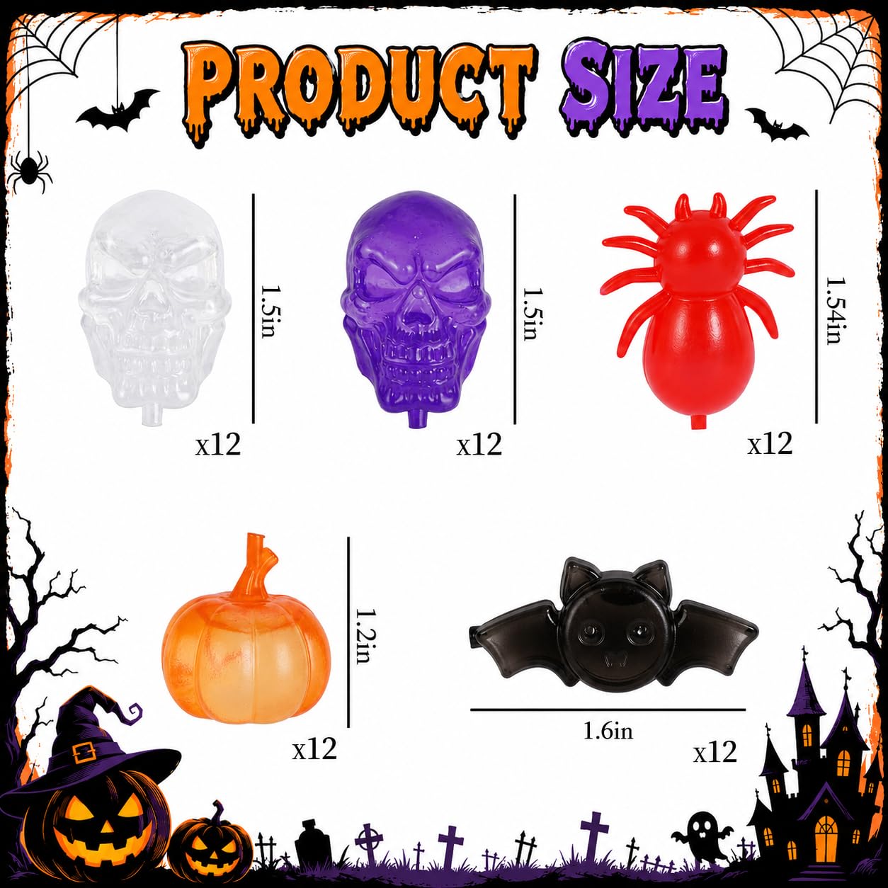 Tngan Halloween Reusable Ice Cubes for Drinks, 300 Pack Shaped Plastic Ice Cubes for Decor, Refreezable Ice Cubes Non-melting for Halloween Party, Bar, Home Celebration BPA Free
