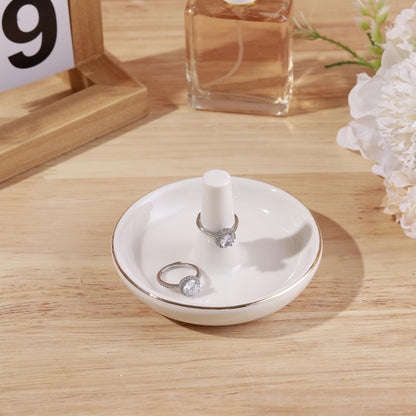 Wedding Ring Holder, Engagement Jewelry Dish With Stand, Ceramic Holder for Rings Earrings Necklace, Gift for Women, Birthday Mothers Day