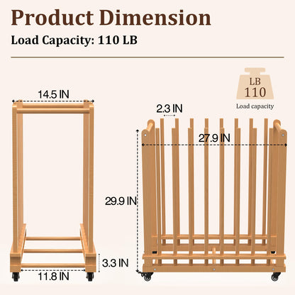MOOFI Art Storage Rack and Art Rack Storage Organizer for Canvases, Art Drying Rack with Casters - Paint Drying Rack with Adjustable Uprights for Art, Canvas Boards, Frames, Panels, Posters & Prints