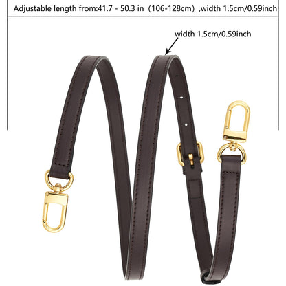 YAZHIMI Vachetta Leather Adjustable Crossbody Strap women crossbody leather purse strap (Coffee-width:0.59 inches(1.5cm))