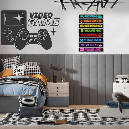 Rutiyoka Game Room Decor for Boys Bedroom - Boy Wall Decor Gaming Art for Kids Room - Wood Gamer Wall Decorations