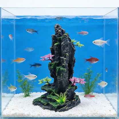 Large Aquarium Decoration - Resin Rockery Landscape Castle Decoration Fighting Fish Hiding Cave Fish Tank Ornaments Accessories - Height 14.3 inches (Purple)